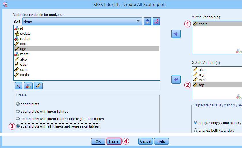 SPSS 创建所有散点图工具对话框 2